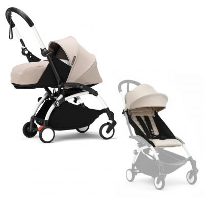 Stokke YOYO³ Kinderwagen Compleet met 0+ Newborn Pack Bonpoint Beige – White Frame