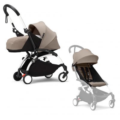 Stokke YOYO³ Kinderwagen Compleet met 0+ Newborn Pack Taupe – White Frame
