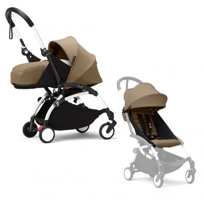 Stokke YOYO³ Kinderwagen Compleet met 0+ Newborn Pack Toffee – White Frame