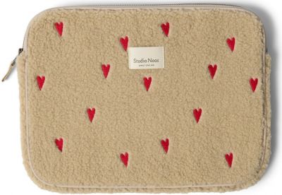 Studio Noos Laptop Sleeve Teddy Hearts Ecru 13 inch