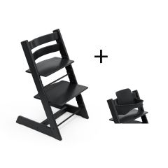 Stokke Tripp Trapp meegroeistoel Black inclusief BabySet in Black, kinderstoel vanaf 6 maanden