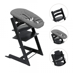 Stokke Tripp Trapp Stoel Bundel met BabySet² Black en Newborn Set Anthracite