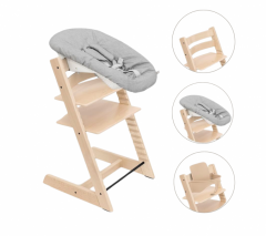 Stokke Tripp Trapp Stoel Bundel met BabySet² Natural en Newborn Set Grey