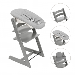 Stokke Tripp Trapp Stoel Bundel met BabySet² Storm Grey en Newborn Set Grey