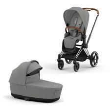 Cybex Priam kinderwagen Mirage Grey met Chrome Brown Frame