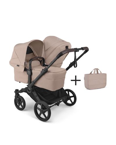Bugaboo Duo Kinderwagen Donkey 6 Compleet Black - Desert Taupe Melange met zijtas