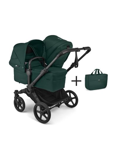 Bugaboo Duo Kinderwagen Donkey 6 Compleet Black - Fern Green met zijtas