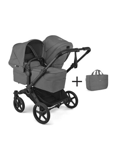 Bugaboo Duo Kinderwagen Donkey 6 Compleet Black - Moon Grey met zijtas