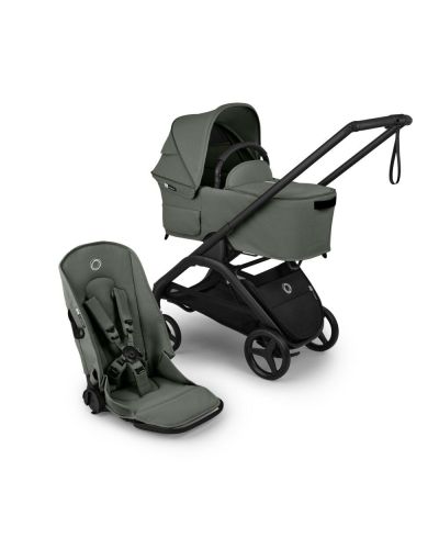 Vooraanzicht van Bugaboo Dragonfly Plus combinatie in forest green