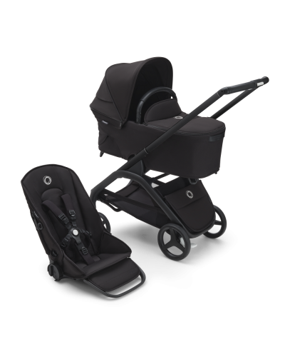 Bugaboo Dragonfly Kinderwagen met zwart frame en zwarte bekleding