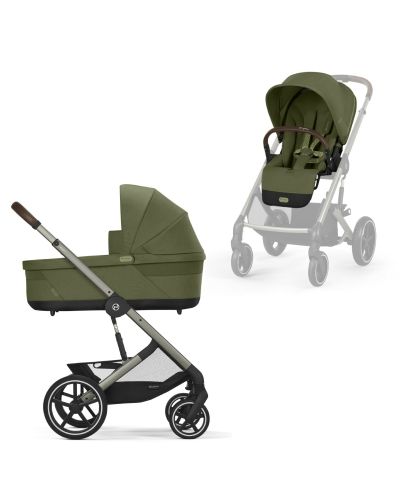 Cybex Balios S Lux Kinderwagen Compleet Moss Green - Taupe Frame met zitje en reiswieg
