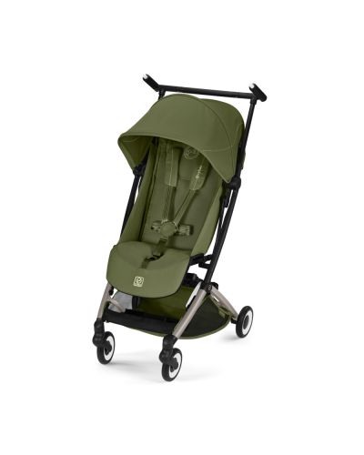 Cybex Libelle moss green buggy zijaanzicht met zonnekap en zitje