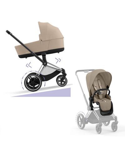 Cybex E-Priam Kinderwagen Compleet Cozy Beige - Chrome Black Frame