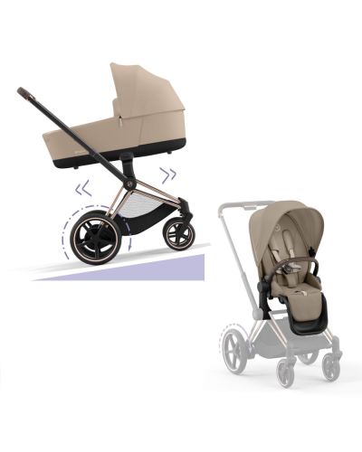Cybex E-Priam Kinderwagen Compleet Cozy Beige - Rosegold Frame