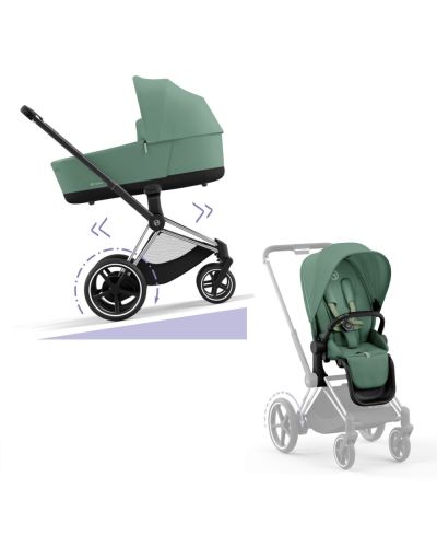 Cybex E-Priam Kinderwagen Compleet Leaf Green - Chrome Black Frame