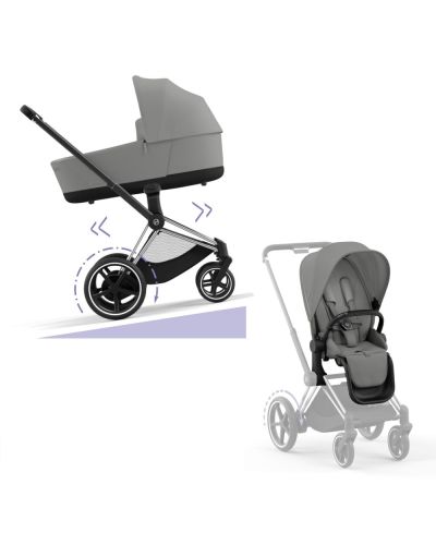 Cybex E-Priam Kinderwagen Compleet Mirage Grey - Chrome Black Frame