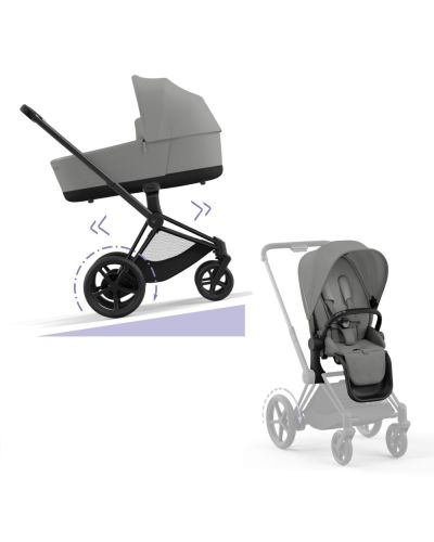 Cybex E-Priam Kinderwagen Compleet Mirage Grey - Matt Black Frame