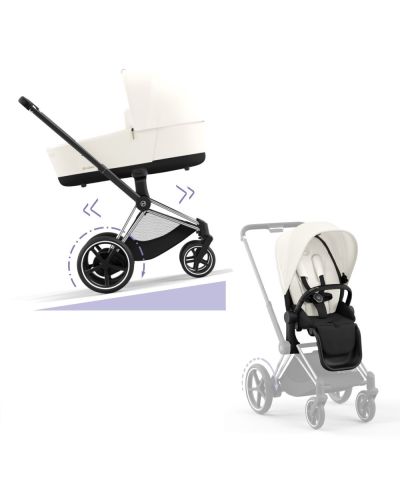 Cybex E-Priam Kinderwagen Compleet Off White - Chrome Black Frame