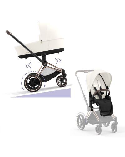 Cybex E-Priam Kinderwagen Compleet Off White - Rosegold Frame