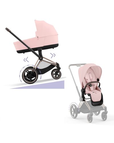 Cybex E-Priam Kinderwagen Compleet Peach Pink - Rosegold Frame