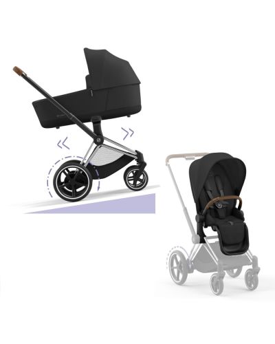Cybex E-Priam Kinderwagen Compleet Sepia Black - Chrome Brown Frame