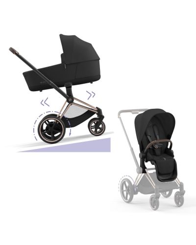 Cybex E-Priam Kinderwagen Compleet Sepia Black - Rosegold Frame