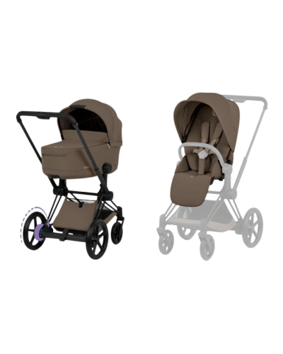 Cybex Kinderwagen e-Priam 5 Compleet Comfort Matt Black Frame - Coconut Brown