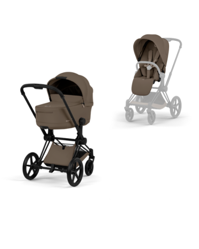 Cybex Kinderwagen Priam 5 Compleet Comfort Matt Black Frame - Coconut Brown