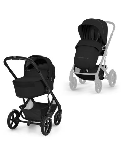 Cybex Talos S Lux combinatie met zwarte reiswieg en zitje vooraanzicht