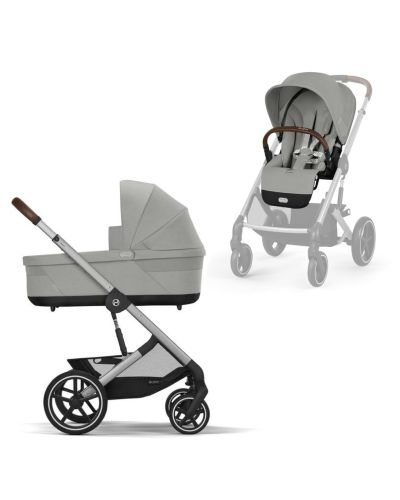 Cybex Balios S Lux Kinderwagen Stone Grey met Zilver Frame - Complete Set