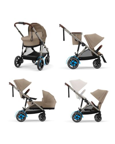 Cybex e-Gazelle S Kinderwagen Compleet Almond Beige - Taupe Frame