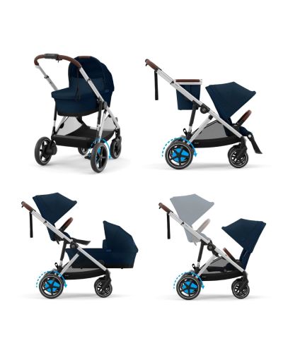 Cybex e-Gazelle S Kinderwagen Compleet Ocean Blue - Silver Frame