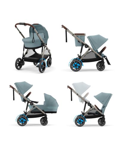 Cybex e-Gazelle S Kinderwagen Compleet Stormy Blue - Taupe Frame