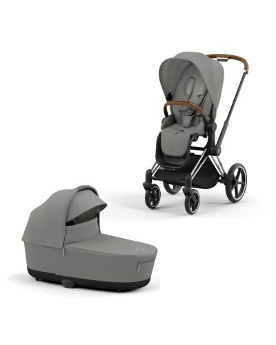 Cybex Priam kinderwagen Mirage Grey met Chrome Brown Frame