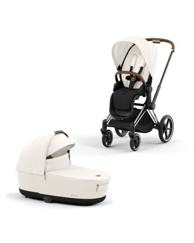 Cybex Priam Kinderwagen Compleet Off White - Chrome Brown Frame