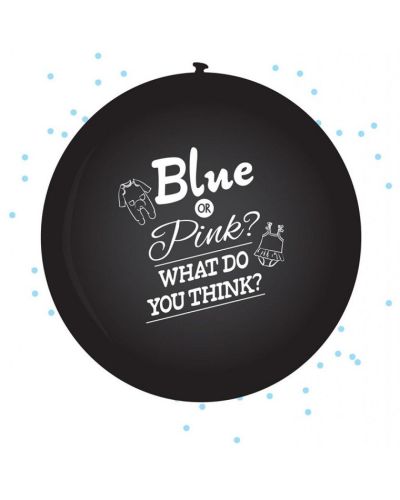 Gender reveal ballon zwart met blauwe confetti online kopen? | BabyPlanet