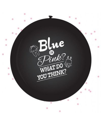 Gender reveal ballon zwart met roze confetti | BabyPlanet