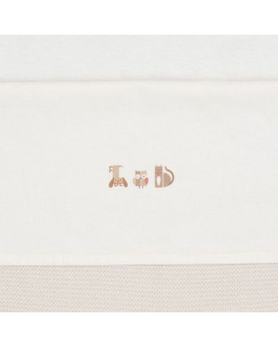Jollein wieglaken Animal Friends, wit laken met dierenprint van hond, uil en kat in zachte bruintinten