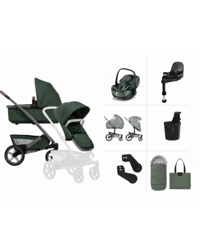 Joolz Single Kinderwagen Geo 5 All-in-One Bundel Forest Green met Autostoel en Accessoires