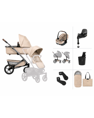 Joolz Single Kinderwagen Geo 5 All-in-One Bundel Sandy Taupe met Autostoel en Accessoires