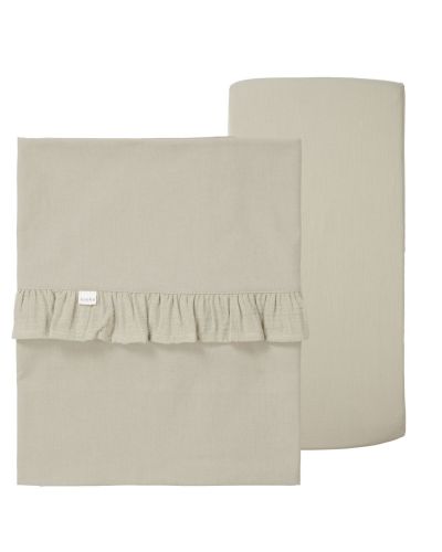 Koeka Wieglaken en Hoeslaken Set Faro Ruffle Sage