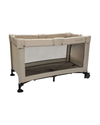 Koelstra Campingbed Travelsleeper T5 Beige als handig opvouwbaar bedje met gaaswanden en wieltjes voor thuis of op reis