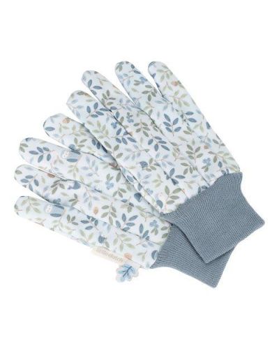 Bovenaanzicht van tuinhandschoenen met bloemenprint