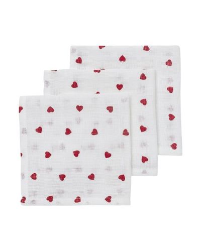 Meyco Monddoekjes Hydrofiel Sweet Heart Red 3-pack