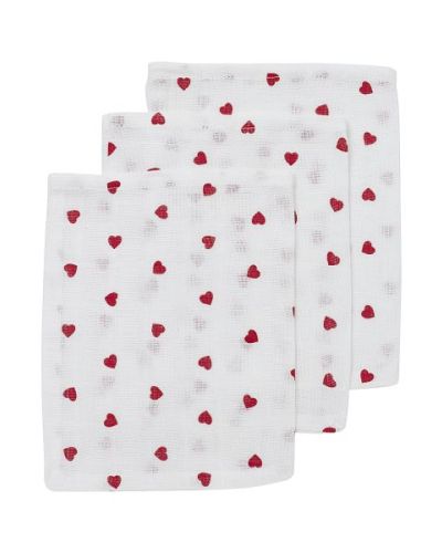Meyco Washandjes Hydrofiel Sweet Heart Red 3-pack