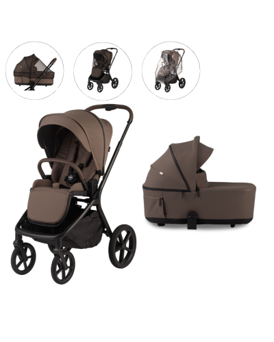 Pericles Kinderwagen Noa Compleet Chocolate inclusief accessoires voor reiswieg en wandelwagen