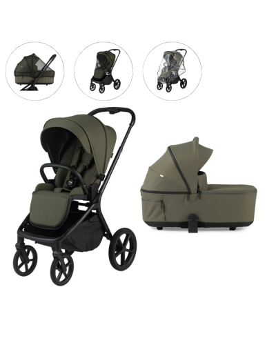 Pericles Kinderwagen Noa Compleet Olive inclusief accessoires voor de wandelwagen en reiswieg