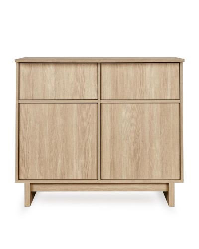 Frontaanzicht van de Quax commode Kyo Honey Ash met vier deuren
