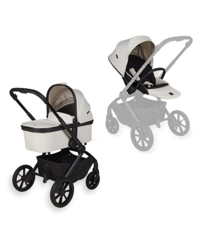 Beige Quax Echo kinderwagenframe met reiswieg en wandelwagenzitje