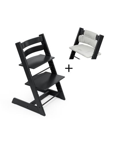 Stokke Tripp Trapp kinderstoel Black tijdelijk met gratis kussen Grey